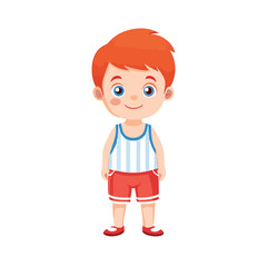 Cute Cartoon Boy in Summer Clothes Illustration - Happy Child Character