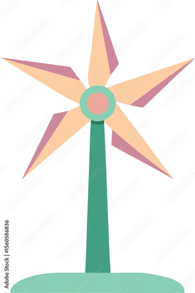 Poster soft color wind power – simple renewable vector graphic for environment or tech company