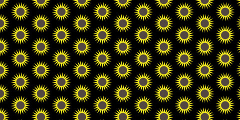 Seamless pattern of bright yellow sunflowers, a vibrant floral garden abstract background