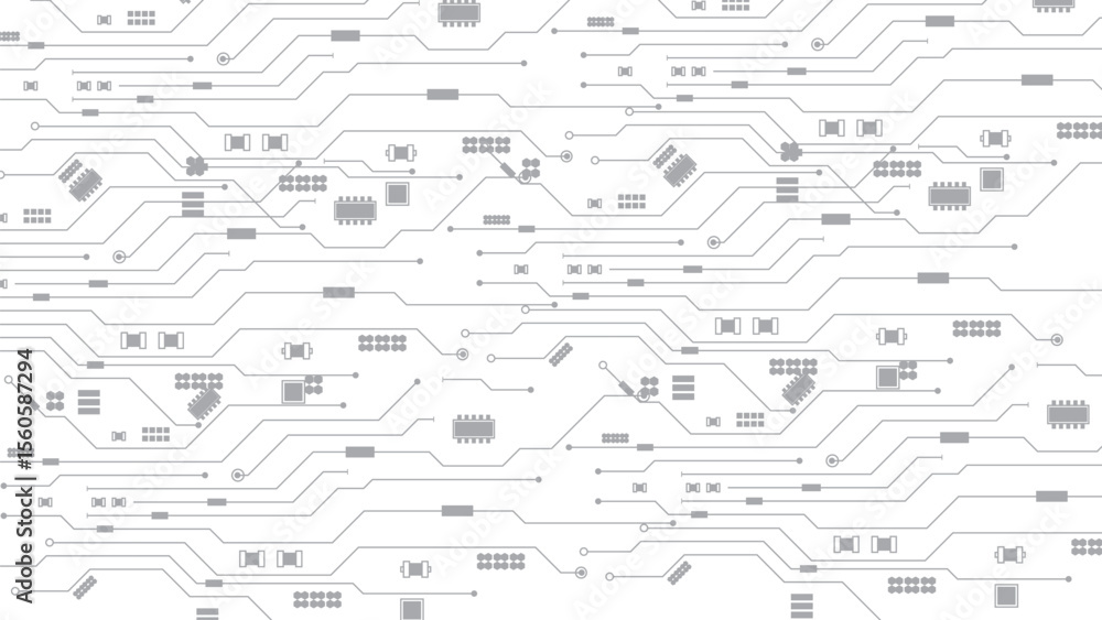 Fototapete abstract technology circuit board background. grey white abstract technology background. digital tec