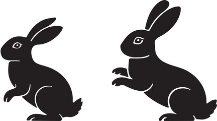 rabbit, bunny, hare, cottontail, mammal, animal, wildlife, ears, fluffy, pet, leporid, woodland, nature, silhouette, outline, © Secret vec