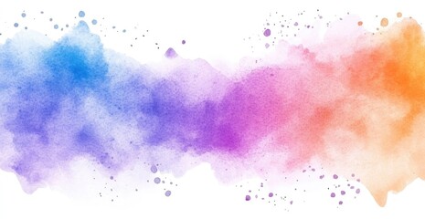Obraz premium Abstract watercolor wash, multi-colored, horizontal swathe on white background