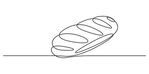 Continuous one line drawing bread vector illustration