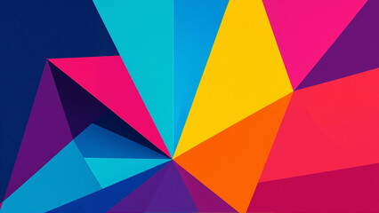 The image shows a colorful triangle pattern on a blue background