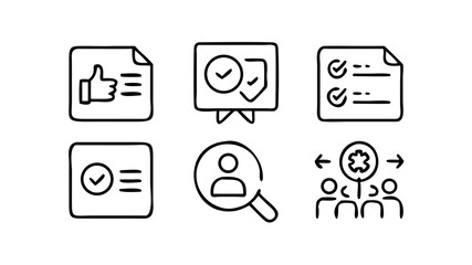 Survey Web Icon Set Line Style Collection of Feedback, Approval, and User Icons