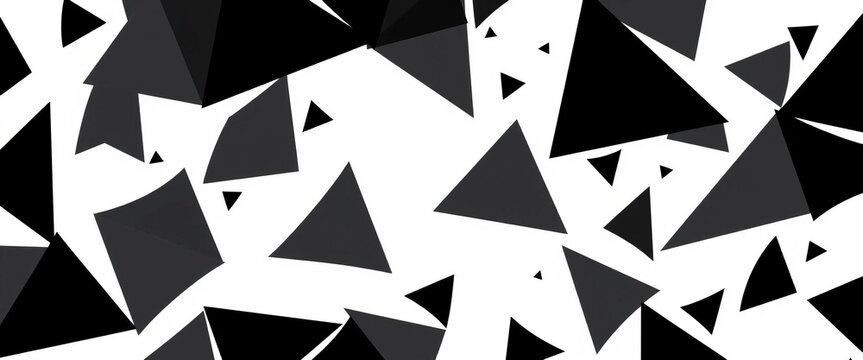Abstract background of randomly shifted and rotated black triangles, black, polygon