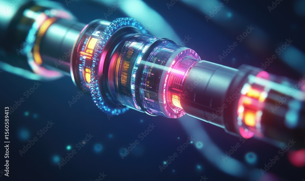 Poster futuristic pipeline with glowing internal components