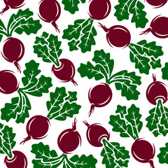Beet background, pattern set. Collection icon beet. Vector