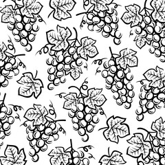 Grapes background, pattern set. Collection icon grapes. Vector