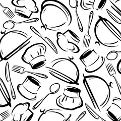 Restaurant background, pattern set. Collection icon restaurant. Vector