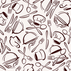 Restaurant background, pattern set. Collection icon restaurant. Vector