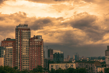 City landscape in cloudy weather