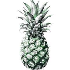 Obraz premium Elegant Green Pineapple Botanical Illustration Tropical Fruit Design