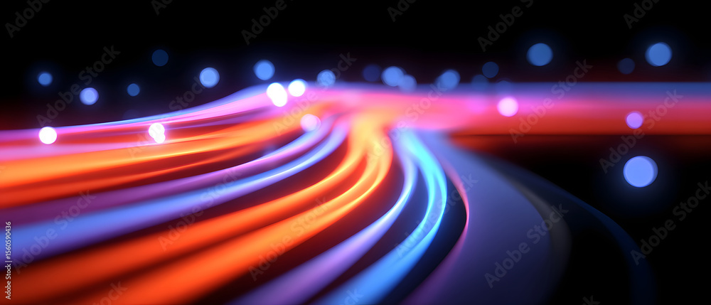 Poster abstract technological background with glowing data flow