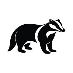 Fototapeta premium Badger vector silhouette animal shape on white background for woodland wildlife illustrations