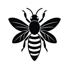 Fototapeta premium Bee vector silhouette insect flying on white background for pollination nature and honey designs
