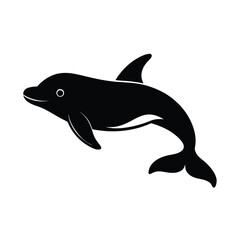 Obraz premium Beluga vector silhouette whale shape on white background for aquatic marine mammal illustrations