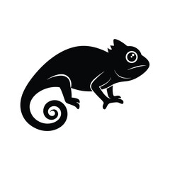 Chameleon vector silhouette lizard shape on white background for reptile jungle and camouflage art