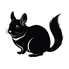 Fototapeta premium Chinchilla vector silhouette soft rodent on white background for cute pets and exotic animal visuals