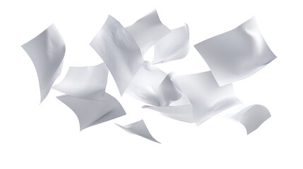 White papers floating in air abstract art