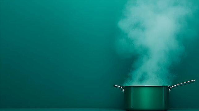 A close-up of a cauldron with a bubbling green potion and wisps of green steam rising from it A cauldron bubbling with a mysterious potion and green smoke