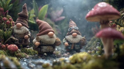 Celebrating International Gnome Day with whimsical gnome figures in a vibrant magical garden