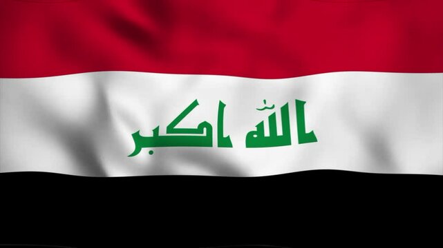 Iraq's fluttering national flag is a patriotic symbol, fluttering gently with a curtain as if blown by the wind.