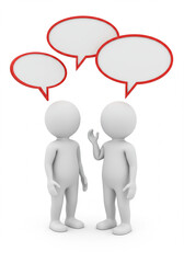 Effective Communication Two Figures Engaging in a Conversation with Thought Bubbles Representing Ideas and Dialogue 01