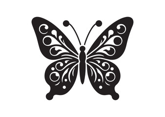 Butterfly Silhouette Black Vector White Background