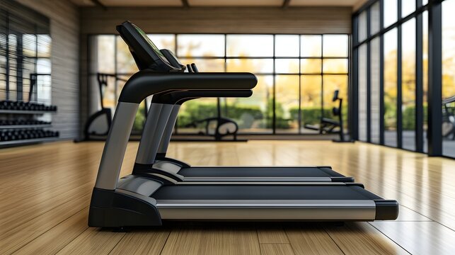 Two modern treadmills in a spacious gym. - Powered by Adobe