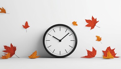 Autumn Time: Composite Of Turn Back The Clock And Daylight Saving Time Ends Today, With Copy Space For Fall Back And Schedule