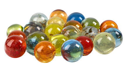 Fototapeta premium Colorful glass marbles scattered on black background