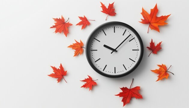 Autumn Composite Featuring Turn Back The Clock And Daylight Saving Time Ends Today On Clock With Copy Space For Time, Schedule Adjustment