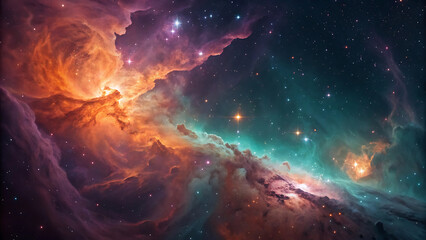 Obraz premium Celestial Symphony A Breathtaking Tapestry of Cosmic Dust and Glowing Nebulae Illuminating the Infinite Expanse of Space