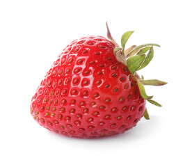 One fresh ripe strawberry isolated on white