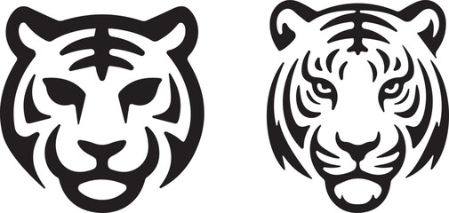 tiger, head, silhouette, wild, feline, predator, animal, nature, bigcat, powerful, fierce, strong, stripes, mammal, hunter