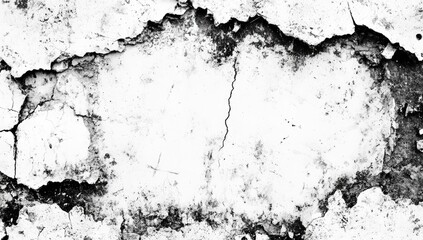 Fototapeta premium Cracked white surface, black-and-white texture
