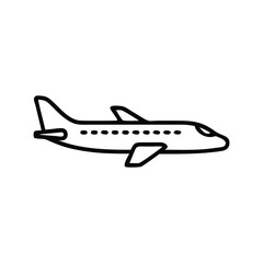 Line art airplane icon representing passenger travel.