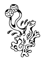 Surreal creature with floating eyes, abstract monster art