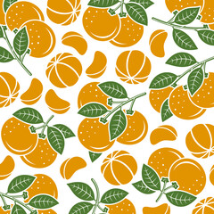 Mandarin background pattern set. Collection icon mandarin. Vector