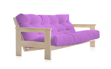 Violet sofa isolated on white. Furniture for living room interior