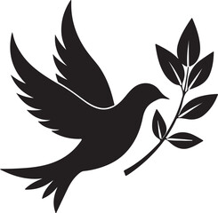 Flying Dove Carrying Olive Branch Silhouette