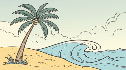 tropical beach with palm trees