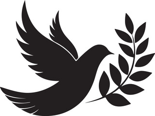 Elegant Dove and Olive Branch Silhouette Design