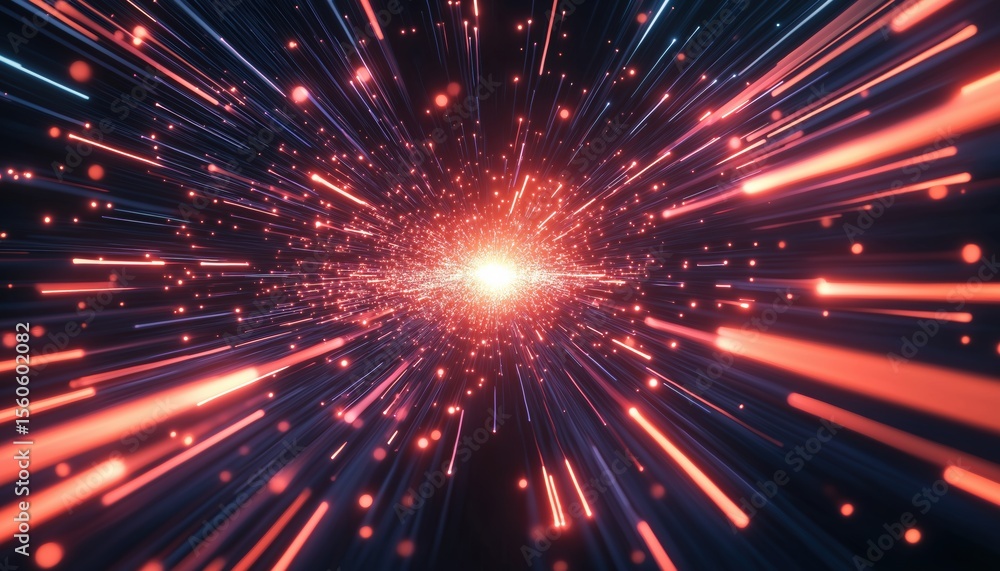 Poster neon glowing rays in motion: a futuristic data flow with explosion effect in sci-fi motion wallpaper