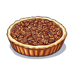 Pecan Pie, flat 2D isometric cartoon vector image isolated on white background.
