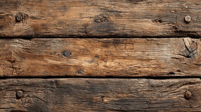 Examine rough hewn aged timbers showing wood grain and old paint with details of weathered texture in neutral and earthy tones for an abstract construction - Powered by Adobe