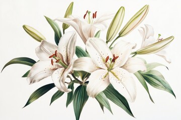 Obraz premium Elegant watercolor white lilies isolated on white background