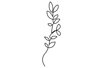 One line botanical leaves drawing vector continuous contour illustration in minimalist style
