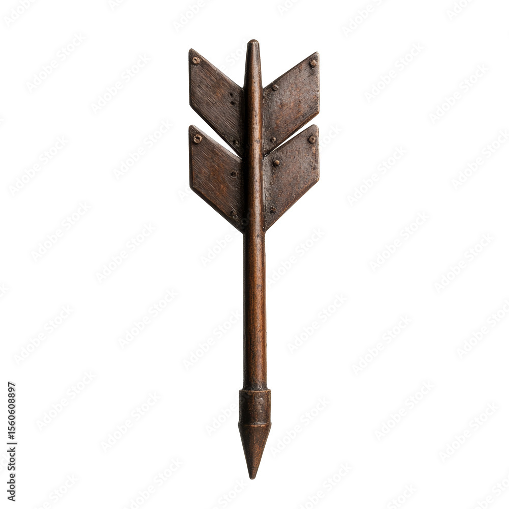 Poster rustic wooden arrow with dark background for design projects